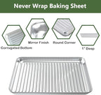 ROTTAY Quarter Baking Sheet Pan with Wire Rack Set [2 Pans + 2 Racks], Stainless Steel Cookie Sheet for Oven, Warp Resistant & Heavy Duty & Rust Free, Size 12 x 10 x 1 Inches