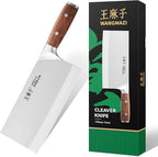 Chef Knife Chinese Cleaver Knife German Stainless Steel Kitchen Knife Ergonomic Comfortable Handle Non-stick Razor-sharp Blade Over 300 Years of Brand(7inch, Silver Black)