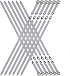 Large Metal Skewers For Grilling Shish Kebab Sticks 22 inch Skewers For Kabobs Flat Barbecue Skewer Stainless Steel Grill Stick for Meat, Chicken, Shrimp, Fruit, Vegetables(12PCS)