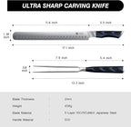 FINTISO BBQ Carving Knife Set, Brisket Slicing Knife and Fork Set, Japanese High Carbon Steel Slicing Knives with G10 Handle, Full Tang Ultra Sharp Meat Cleaver