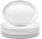 Dandat 12 Pcs Large Serving Platters Oval Trays White Plates Serving Dish for Wedding Party Restaurant Home Steak, Taco, Sushi, Appetizer, Cake (16 Inch)