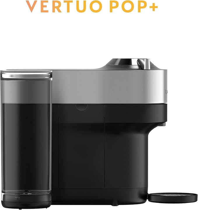 Nespresso Vertuo Pop+ Deluxe Coffee and Espresso Maker by Breville with Milk Frother, 1500 watts, Titan