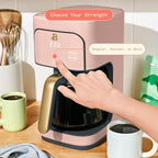 Beautiful 12-Cup Programmable Coffee Maker – Auto Brew, Digital Timer, Glass Carafe (Rose)