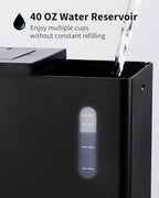 Hot & Iced Single Serve Coffee Maker, K Cup Pod Coffee Maker Compatible with Grounds, Reusable Filter, 6–16oz Brew Sizes, Large 40oz Water Tank, Easy to Use, Black