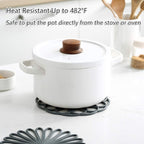 Set of 3 Silicone Trivet Mat - Hot Pot Holder Hot Pads for Table & Countertop - Trivet for Hot Dishes - Non-Slip & Heat Resistant Modern Kitchen Hot Pads for Pots & Pans, Lime Green