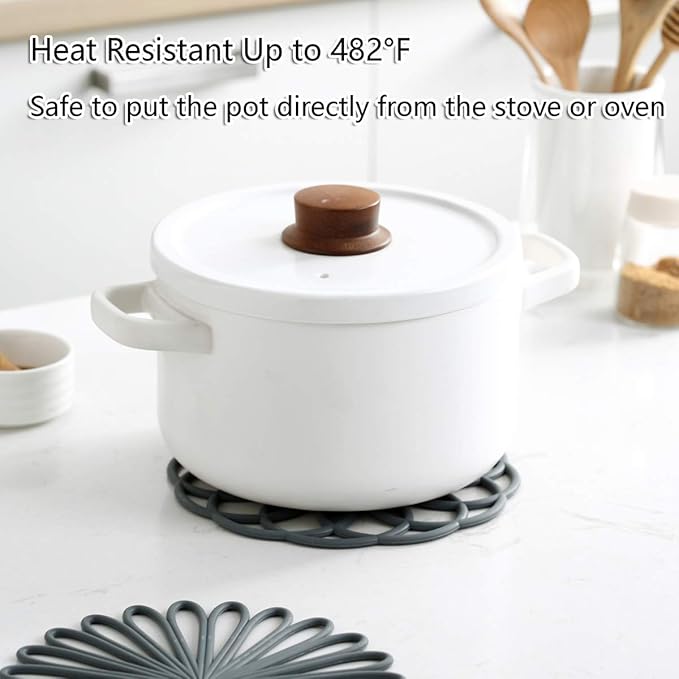 Set of 3 Silicone Trivet Mat - Hot Pot Holder Hot Pads for Table & Countertop - Trivet for Hot Dishes - Non-Slip & Heat Resistant Modern Kitchen Hot Pads for Pots & Pans, Navy Blue