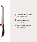 Zyliss Comfort Pro Bread Knife - Full Tang Bread Knife - Ice Hardened Stainless Steel Kitchen Knife - Crumble-Free Kitchen Cutlery - Black/Stainless Steel - 8 inches