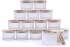 Thick Candle Jars for Making Candles 16 Pcs, 4 OZ Empty Jars with Wood Lids for Candle Making, Sample Container - Dishwasher Safe,Frosted White