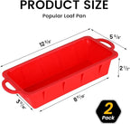 Vinino 2 Pack Silicone Bread Loaf Pan with Metal Reinforced Frame, 9.5 x 5 in Non-stick Silicone 1 lb Loaf Pan for Baking, Durable Bread Pan for Oven Dishwasher Safe - Red