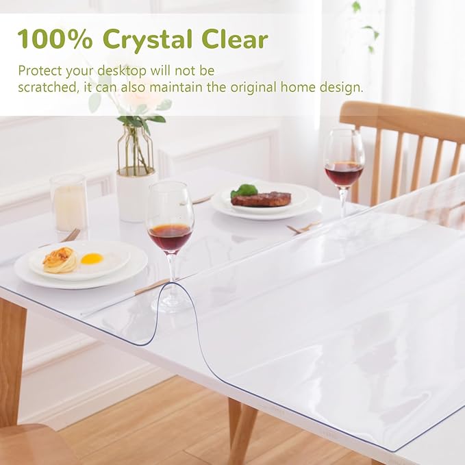 20" x 36" Clear Table Cover Protector, Waterproof & Heat Resistant PVC Table Pad for Dining Room, Kitchen, Office