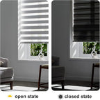 Persilux Cordless Zebra Blinds for Windows Free-Stop Roller Windows Shades (72" W X 72" H, Grey) Dual Layer Light Control for Day and Night, Light Filtering Sheer Shades for Home