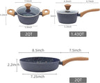 3-Piece Nonstick Pots and Pans Set with Lids, Includes 8.5 Inch Frying Pan 1.5Qt Saucepan and 2.2Qt Stock Pot, PFOA Free Dishwasher Safe Induction Compatible Family Cookware, Black