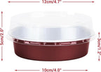 Beasea Disposable Mini Pie Tins with Lids, 100 Pack 4” 7.3oz 215ml Small Round Aluminum Baking Tart Foil Container for Individual Dessert Cupcake Cheesecake Ramekin Quiche Oven Dishes - Wine Red