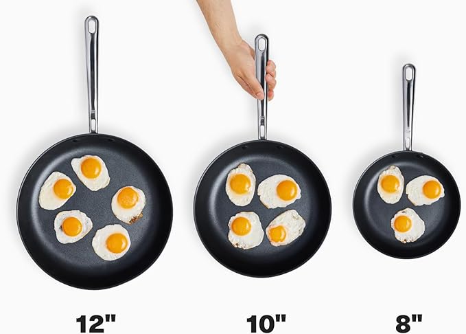 Misen Nonstick Frying Pan - Premium Skillet with PFOA-Free Coating - Ideal for Omelettes, Eggs, and Induction Cooking - Durable Aluminum Core, Warp-Resistant Design, and Oven-Safe to 450°F - 12"