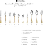KEAWELL Pearl Edge Premium 20-Piece Refined Bead Silverware Set, 18/10 Stainless Steel, Service for 4, Fine Flatware Set, Dishwasher Safe (20, Gold Accent)