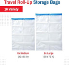 Spacesaver 16 Pack Roll Up Vacuum Storage Bags for Blankets & Clothes - Vacuum Sealed Compression Bags with Hand Pump - Space Saver Storage Bag for Bedding, Moving, Travel & Organization (8S & 8M)