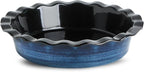 Hasense Ceramic Pie Pan for Baking 9 inch, Quiche Baking Dish for Oven, Round Nonstick Pie Plates for Apple Pie, Tart, and Quiche, Microwave & Oven Safe, Modern Blue Design