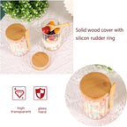 4 Pack Glass Containers with Lids and Spoons, Overnight Oat Container with Lids Glass, Oatmeal Jar with Spoons, Meal Prep Jars for Yogurt, Chia Pudding (Ribbed Round 4PCS)