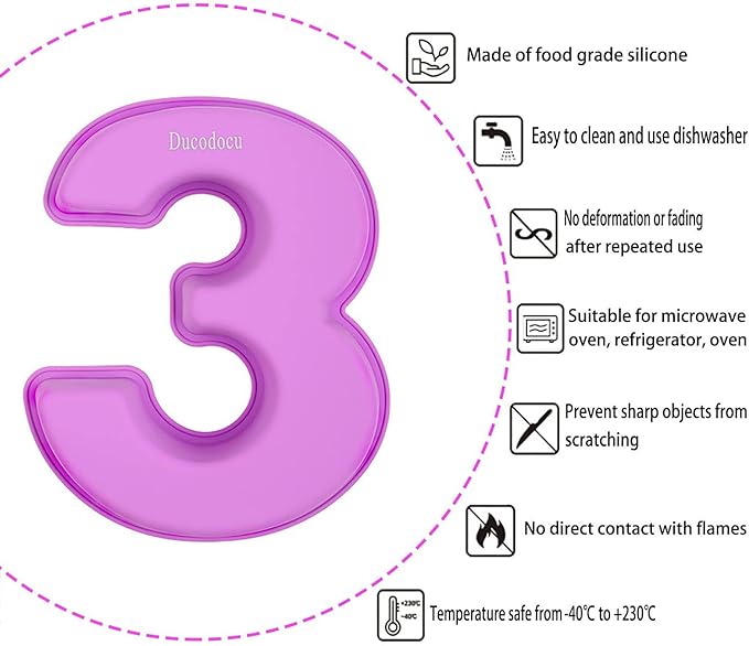 Ducodocu Large Number Cake Pan for Baking 3D Silicone Cake Mold DIY Baking Mold Novel Cake Tins for Birthday Wedding Anniversary Number of 3