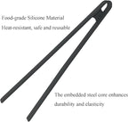 1Pcs Silicone Toaster Tong, 11.6 Inch Long Silicone Kitchen Tong for Toaster Cooking Utensil Bread Waffle Tong Food Tweezer Black Toast Tong for Cooking Serving Bacon Salad Fruit Food, SATONBEYI