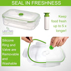 Lasting Freshness Vacuum Seal Food Storage Containers with Hand Pump – BPA-Free Plastic, Airtight Meal Prep & Leftovers Containers, Keep Food Fresh 5X Longer, 19-Piece Set