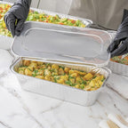 Restaurantware-LIDS ONLY: Foil Lux Foil Pan Lids Pack of 25 Oven-Ready Aluminium Tray Covers - Pans Sold Separately, Fits 1/3 Third-Size Steam Table, Foldable Edges, Freezable, Silver, Disposable
