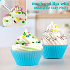 Cake Decorating Kit: Decorating Supplies Tools Kit 208 PCS Baking Accessories Include Spiping Bags and Tips Set, Piping Tips Set, Spatulas, Cake Scraper, 50 Piping Bags, Blue