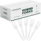 FOCUSLINE 2000 Pack White Plastic Forks Bulk, Heat Resistant Disposable Forks, Plastic Silverware for Take out Restaurants, Parties, Picnics, Travel & Any Events