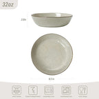 famiware Moonlight 8.5 Inch Pasta Bowls Set of 4, 32oz Serving Bowls for Kitchen, Soup Bowl with Linen Finish, Large Stoneware Bowls for Festivals, Housewarming, Dinnerware, Summer Sand