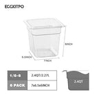 1/6 Size Food Containers 6 Pack 6 Inch Deep Pan Clear BPA free Polycarbonate Stackable Commercial Hotel Pan for Kitchen Business and Food Serving