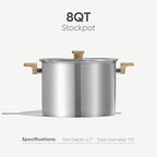 CAROTE Stainless Steel Stock Pot - 8 Quart Heavy Duty Induction Cooking Pot with Visible Lid for Pasta, Soup, Spaghetti, Bottom Big Stockpot, Deep Cookware for Canning, Boiling, Simmer