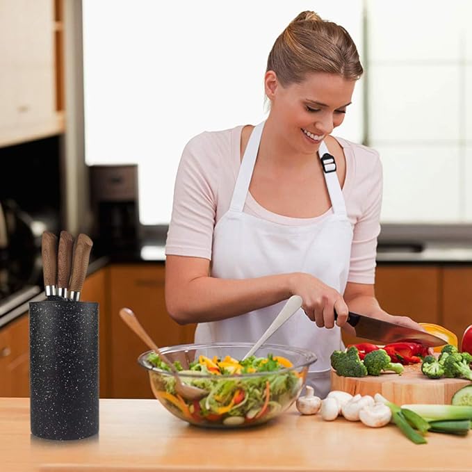 Universal Knife Block without Knives Multi-Functional Freedom Knife Storage Stand Resin Round Knife Holder Unique Design Slot to Protect Blades Detachable Easy to Clean Countertop Knife Holder