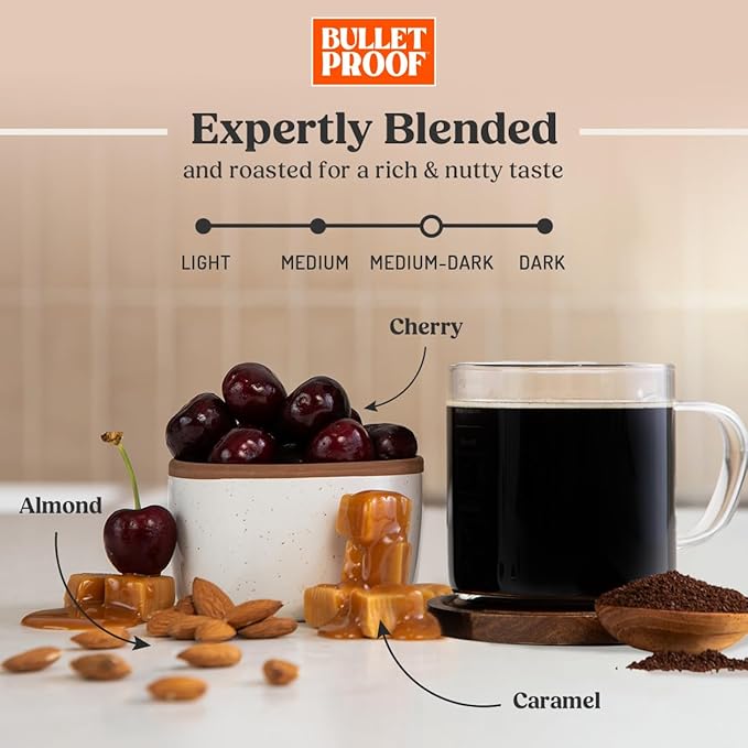 Bulletproof The Mentalist Medium-Dark Roast Ground Coffee, 12 Ounces, Clean Coffee Tested for Toxins, Packaging May Vary