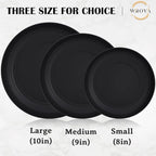 Wrova Wheat Straw Plates - 8 Inch Unbreakable Dinner Plates Set of 8 - Dishwasher & Microwave Safe Plastic Plates Reusable - Lightweight Plates for kitchen,R.V (pure black)