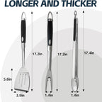 Heavy Duty Grill Tools Set Multi-Function Grill Set Accessories BBQ Set Premium Stainless Steel Spatula Fork & Tongs, Barbecue Utensils Tool Kit Gift for Men Women Grilling Lover Outdoor