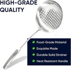 Newness Slotted Spoon, [Rustproof, Integral Forming, Durable] 304 Stainless Steel Widen Skimmer with Vacuum Ergonomic Handle, Comfortable Grip Design Strainer Ladle for Kitchen, 16.93 Inches