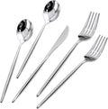 Rubtlamp 180 Pcs Silver Plastic Silverware, Silver Utensils Heavy Duty, Elegant Plastic Cutlery, Fancy Disposable Flatware, Forks Spoons and Knives Set For Party Mother's Day