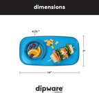 madesmart Dipware Small Reusable Serving Tray for Appetizers and Snacks, Food-Safe Small Appetizer Serving Platter with Removable Dip Bowl, Ocean (Pack of 6)