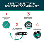Cathy Yoder's Meat Thermometer Digital, Instant Read Food Thermometer for Cooking in Air Fryer Oven, BBQ, Grill & Baking. Measure Internal Temperatures Probe Easy Display Kitchen Grilling Accessories