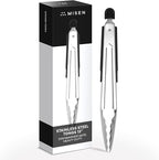 Misen Kitchen Tongs - Dishwasher Safe, Heavy Duty - Precision Stainless Steel Grilling Tool - Heat Resistant - Perfect for Serving and Air Frying - 13 Inch | Black