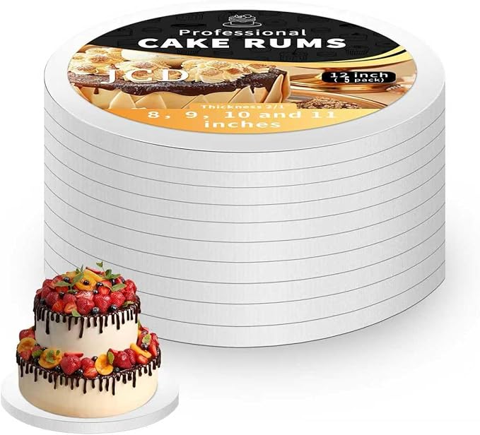 5Pcs Cake Boards 12 Inch Round - Sturdy 1/2 Inch Cake Drum, Food Grade Cake Rounds,Multiple Layers of Corrugated Cardboard for Heavy or Multi Layer Cakes for Birthdays,Weddings, Parties (12inch/5pcs)