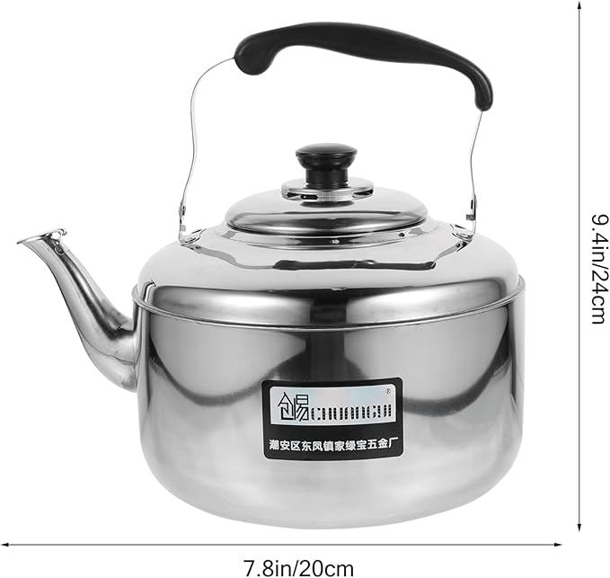 Cabilock 4L Stainless Steel Whistling Tea Kettle Stovetop Large Rapid Boil Kettle with Ergonomic Handle for Home Kitchen