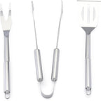Amazon Basics 4-Piece Stainless Steel Barbeque Grilling Tool Set with Carry Bag