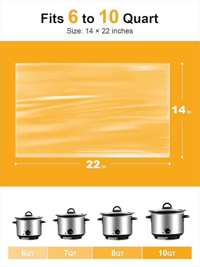 SMARTAKE Slow Cooker Liners, Extra Large Size 14"x 22" Disposable Cooking Bags, Fit 6QT to 10QT for Slow Cooker, Cooking Trays, Suitable for Oval & Round Pots, 30 Liners