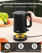 Electric Kettle Small for Tea & Coffee, 0.8L (27OZ) Double Wall Stainless Steel Hot Water Boiler, Fast Boiling Water Heater & Teapot with Auto Shut-Off, Boil-Dry Protection
