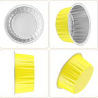 EUSOAR Aluminum Ramekins with Lids, 50pcs 5oz Aluminum Foil Baking Cups, Disposable Foil Ramekins Muffin Liners, Aluminum Foil Dessert Containers Cupcake Holders Pans with Lids Yellow