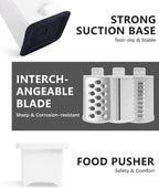 3-in-1 Rotary Cheese Grater Handheld, Lightweight Body with 3 Stainless Steel Blades & Non-Slip Suction Base, for Shredding Parmesan, Slicing Vegetables, Grating Chocolate（White）