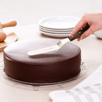 Offset Cake Icing Spatula Set of 4- Professional Stainless Steel Cake Decorating Frosting Spatulas, 4"-6"-8"-10" Flexible Resistant Blade, Wooden Handle For Easy Grip