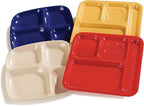 Carlisle FoodService Products Essential Food Tray, 4-Compartment Plastic Cafeteria Tray for Schools, Dining Halls, and Restaurants, Melamine, 10.5 x 9.5 Inches, Cafe Blue, (Pack of 36)