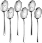 SOLEADER Extra Large Slotted Spoons for Cooking,12 Inch Stainless Steel Slotted Spoon, Slotted Cooking Spoon,Serving Spoon,Buffet Serving Utensils,Spoons Silverware,Pack of 6